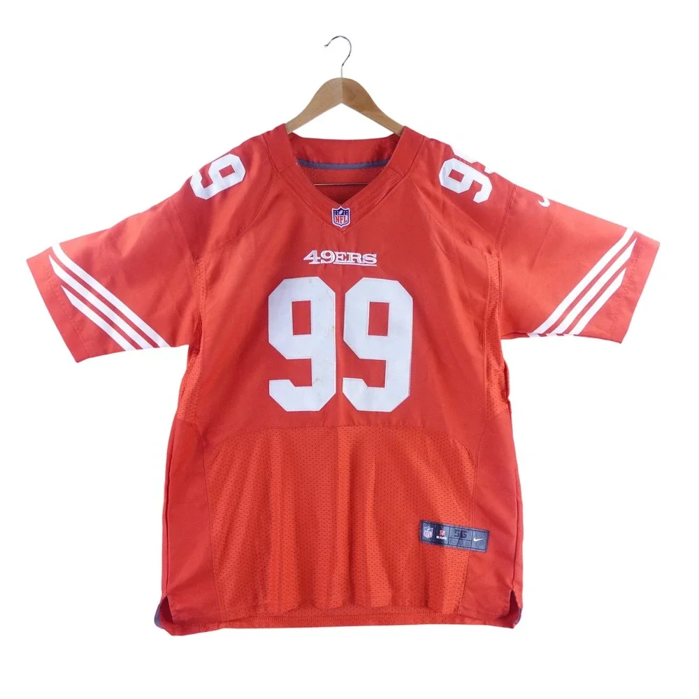 Nike Men 56 San Francisco 49ers Justin Smith 99 On Field Jersey Red NFL Football